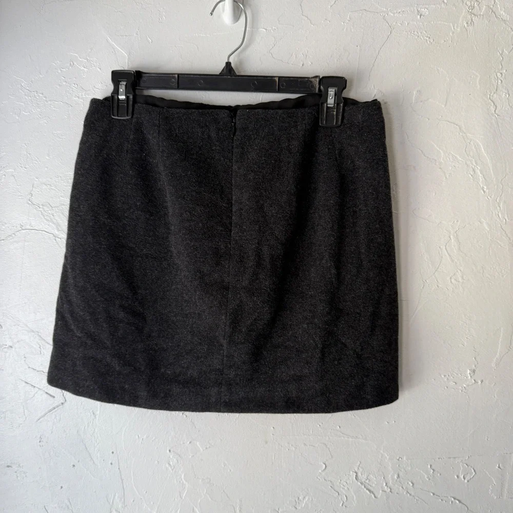 J. Crew‎ Charcoal Gray Wool Blend A-Line Mini Skirt Size 2 Academia Twee Preppy